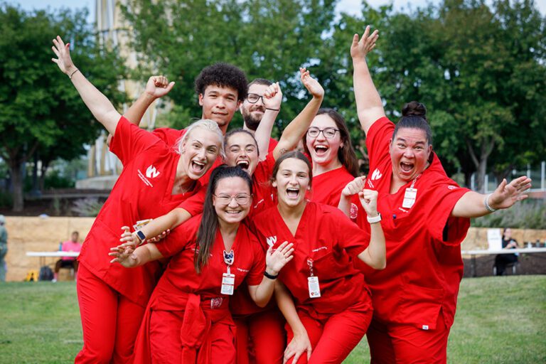 Photo of UNMC students on campus